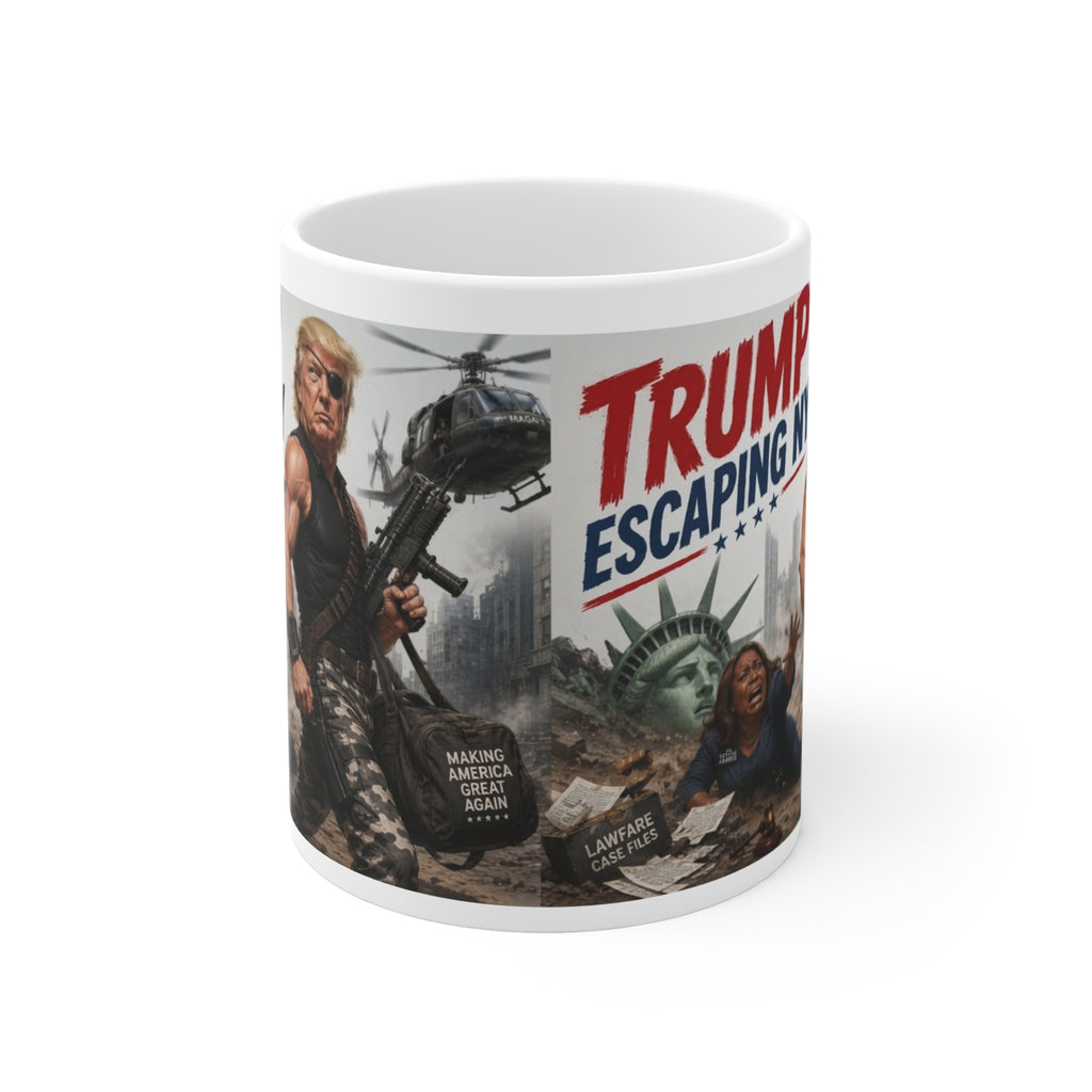 Trump Escaping NY Parody Mug | Funny Political Novelty Gift
