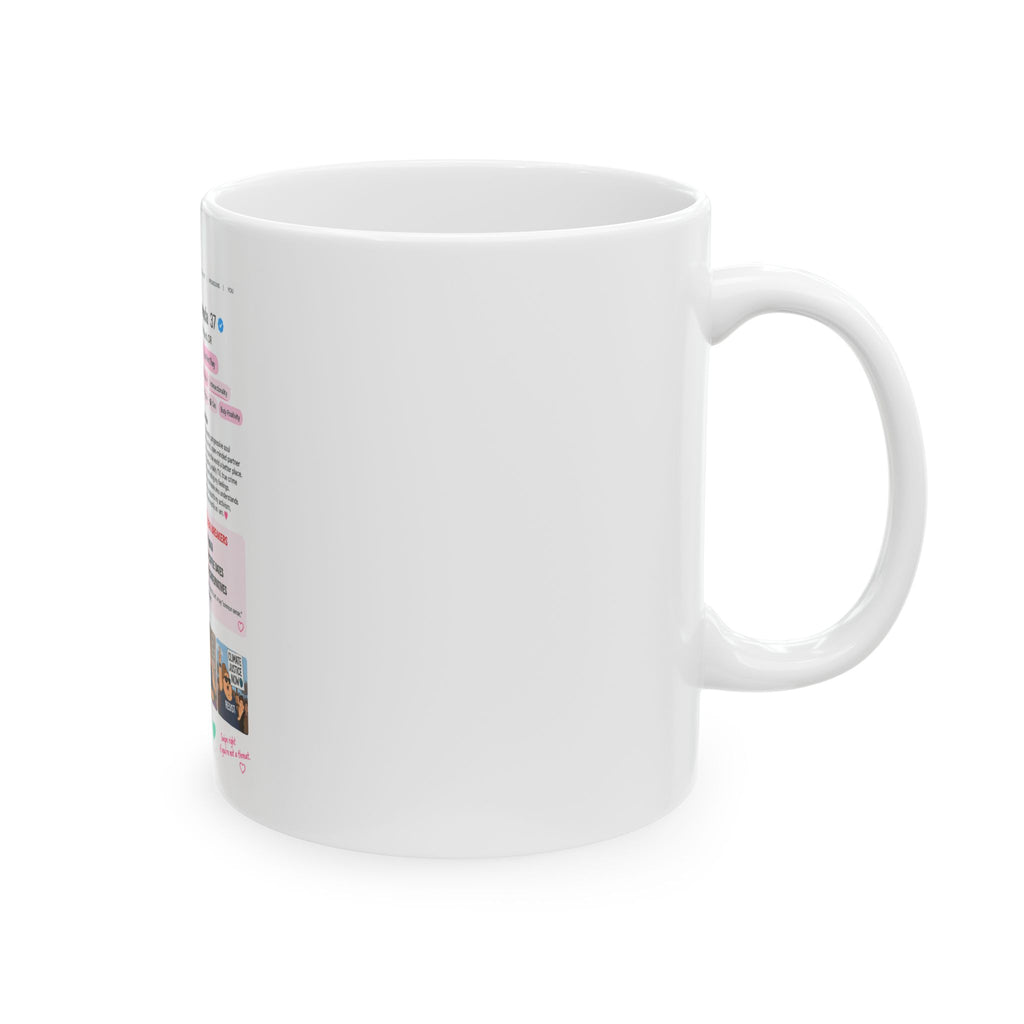 Political Profile Mug - "WokeDate" Funny Dating App Design, 11oz/15oz Ceramic