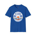 Welcome NY State Tax Refugees Royal Blue T-Shirt | Florida Sunset Palm Design