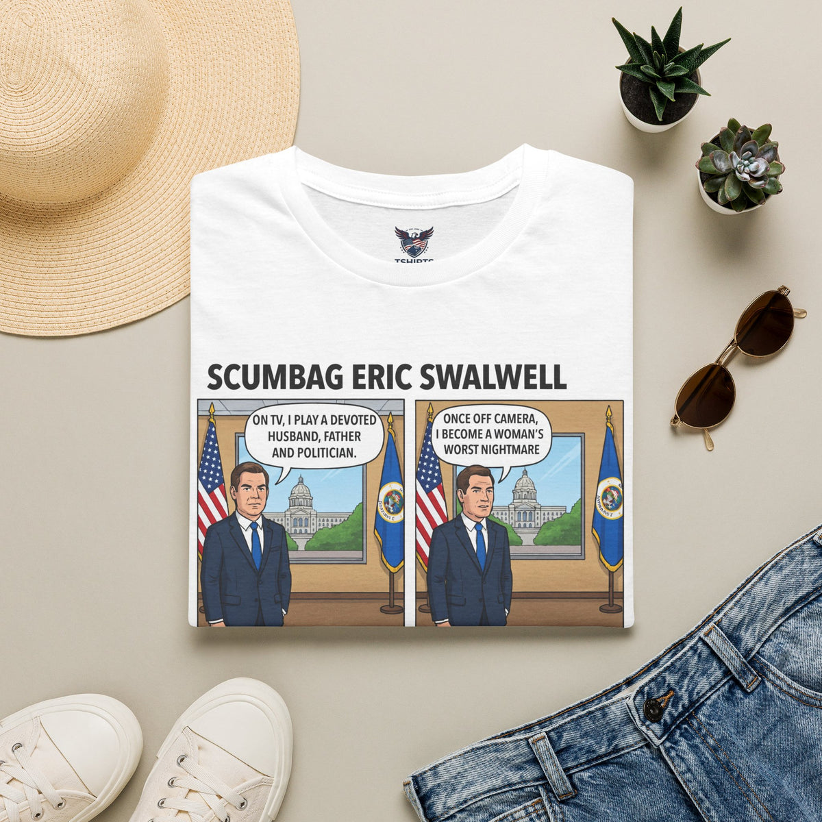 "Trump Patriot Shirt | America First T-Shirt | Conservative Republican Apparel | God Family Country Tee" | Eric Swalwell T-Shirt |