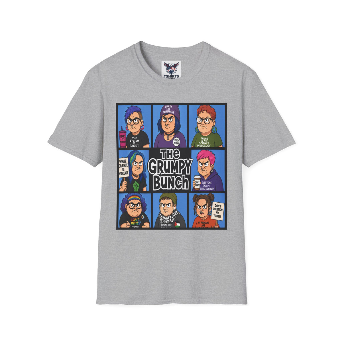 Grumpy WOKE Bunch Graphic T-Shirt — Retro Comic Panel Illustration