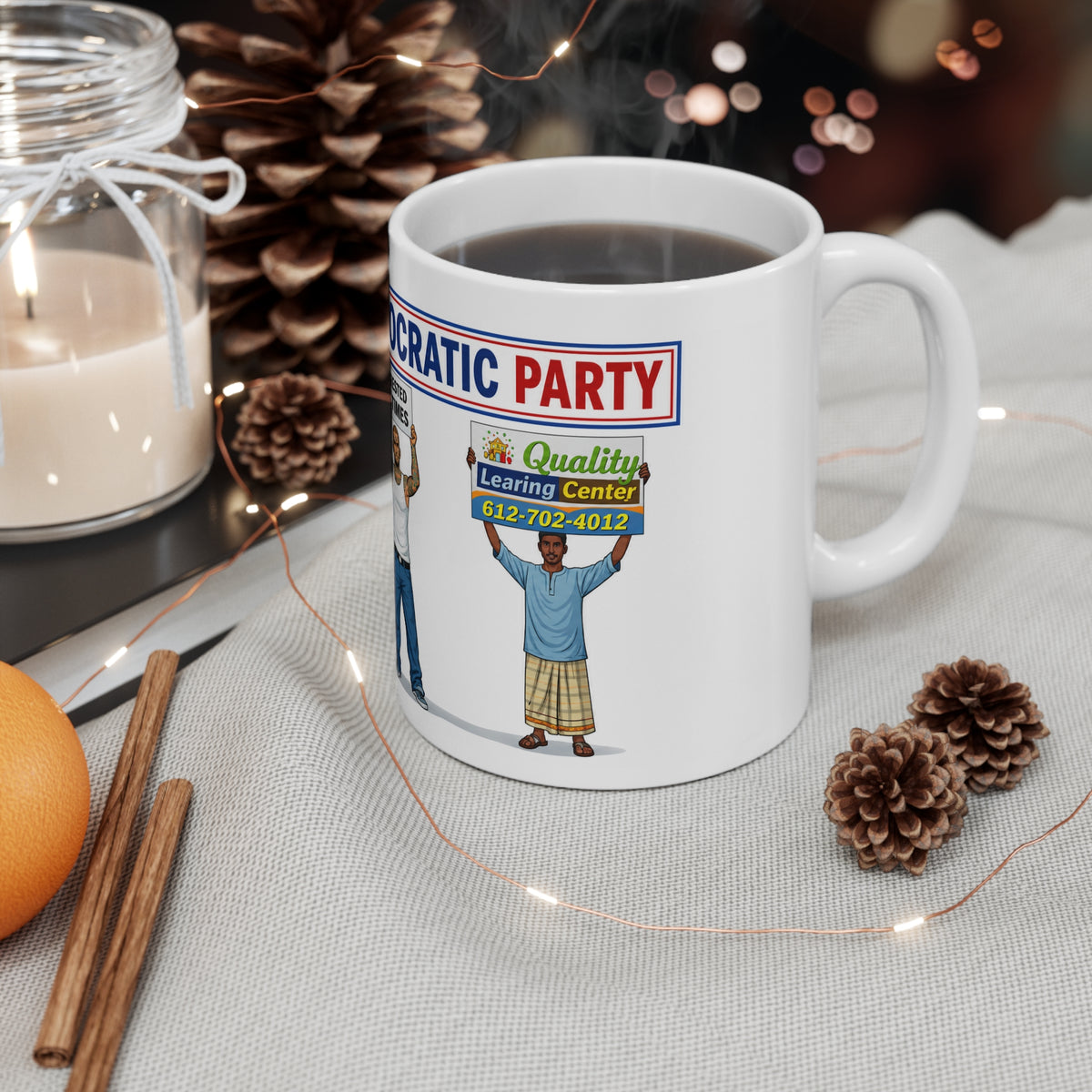 MODERN DEMOCRATIC PARTY Political Satire Mug — "Modern Democratic Party" Protest Cartoon 11oz