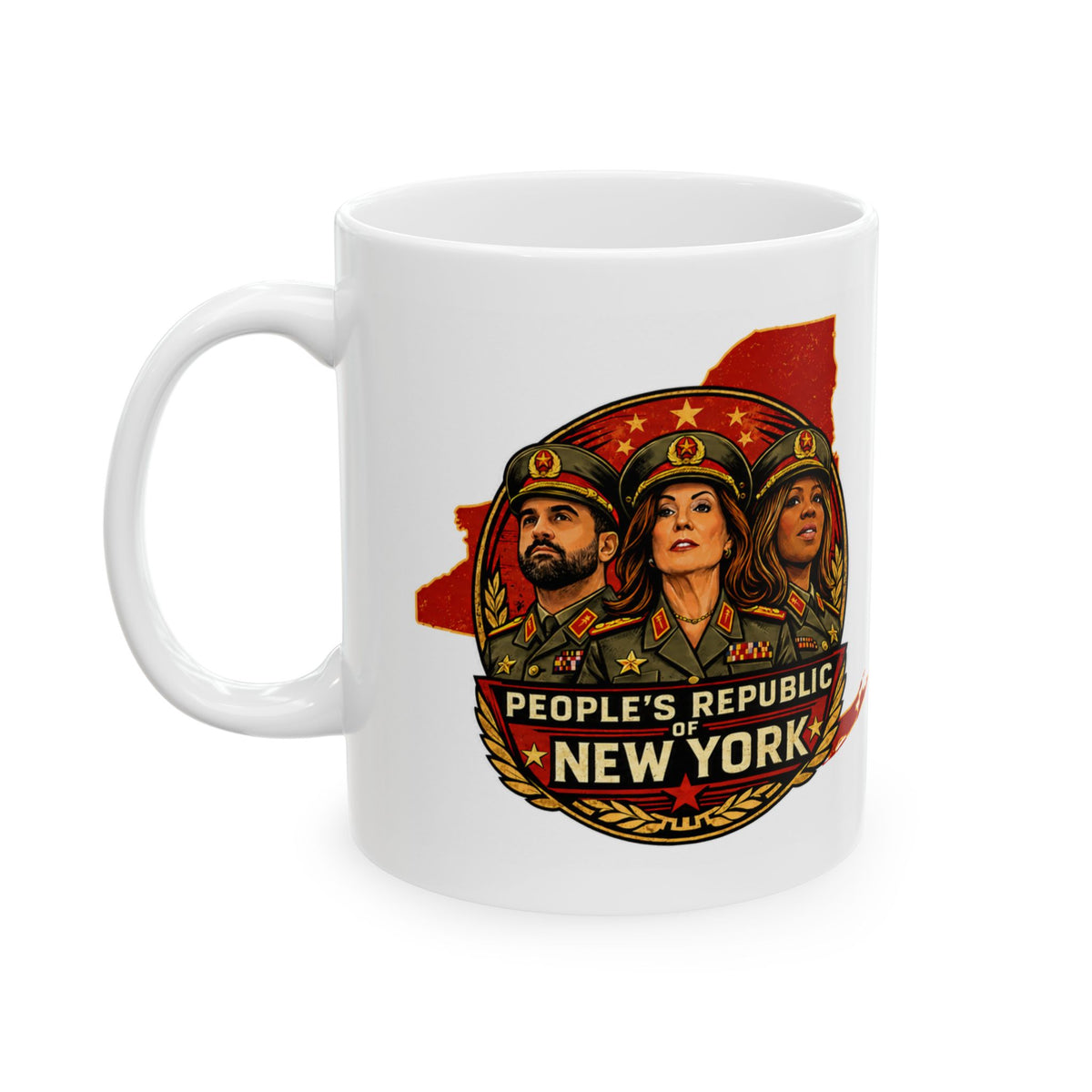 People’s Republic of New York Satire Ceramic Mug — Retro Propaganda Design (11oz & 15oz)