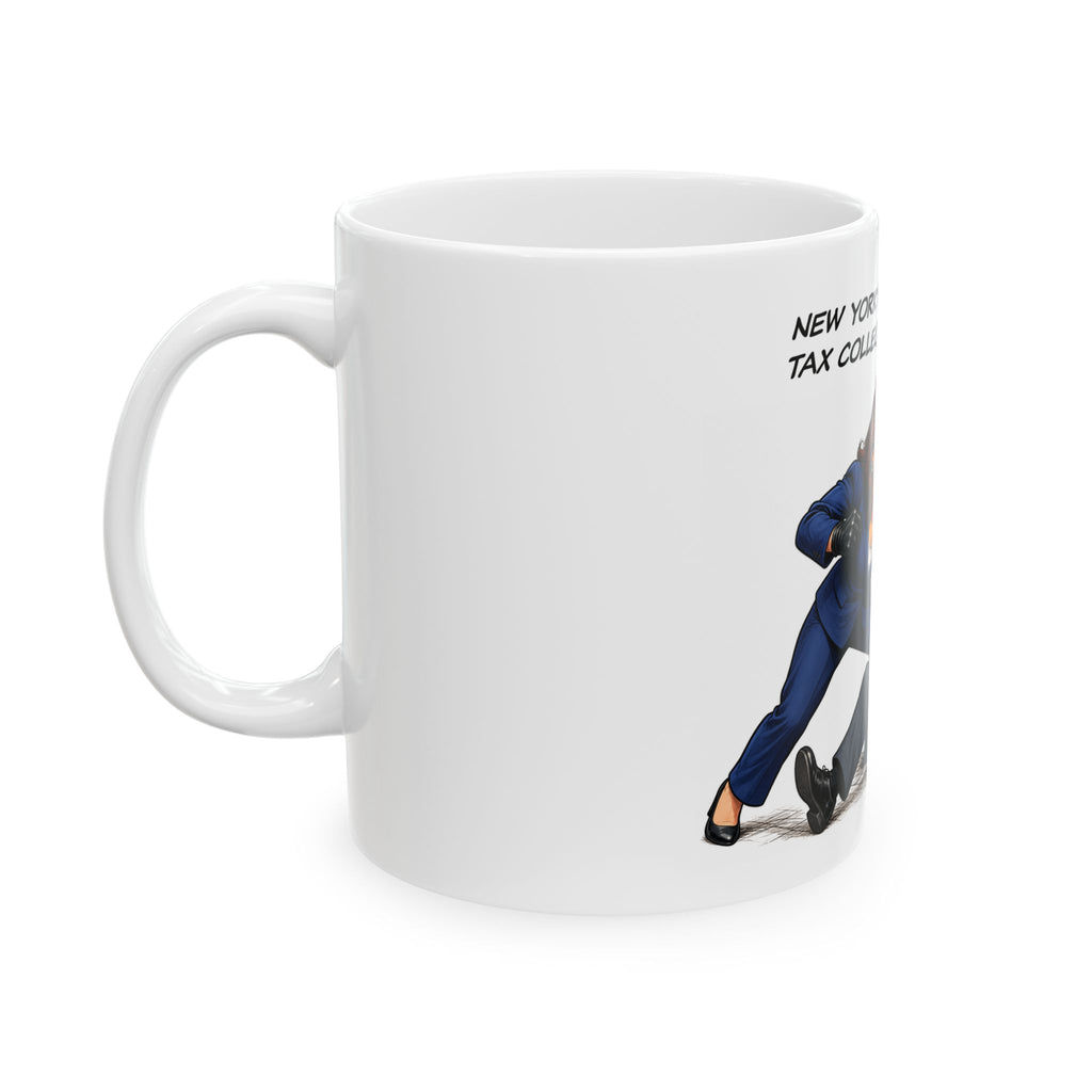 Political Satire Mug — "New York's Aggressive Tax Collection Approach" Coffee Cup