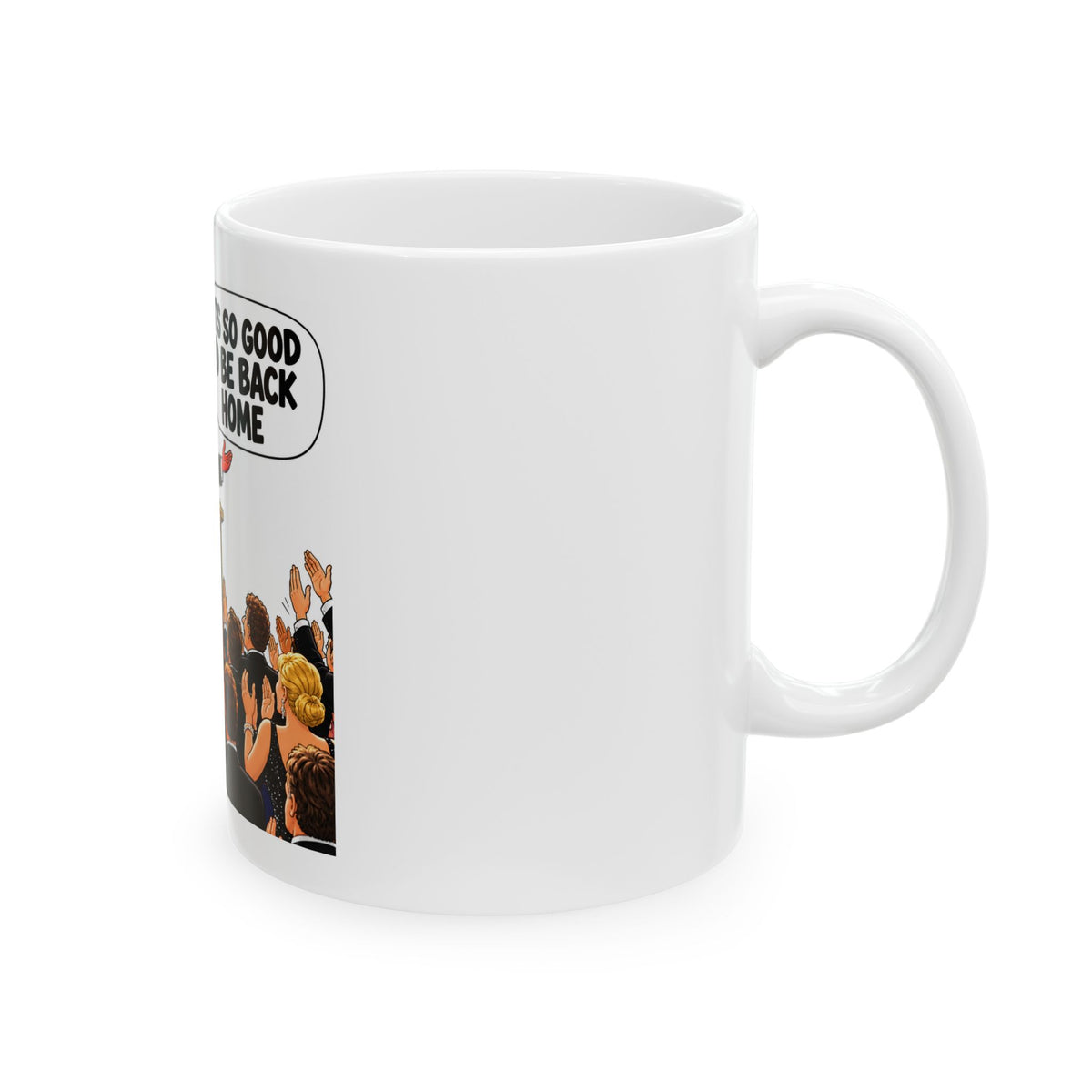 Oscars Devil Host Ceramic Mug — "It's So Good to Be Back Home"