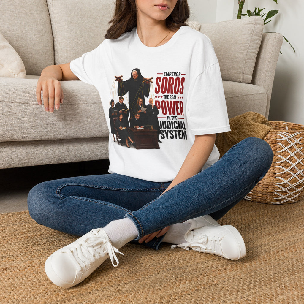 Emperor Soros puppetmaster T-Shirt | Political satire courtroom design