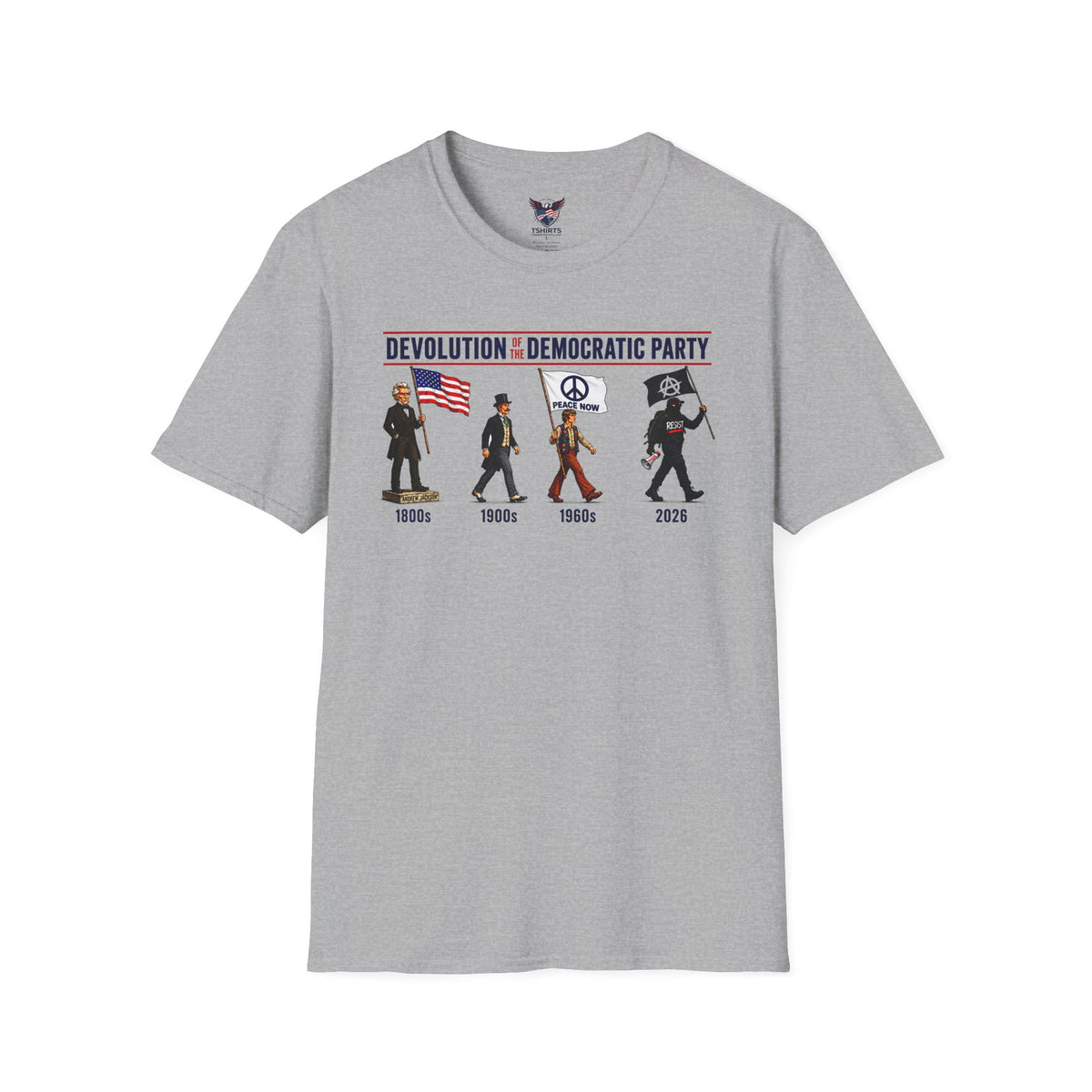 Vintage Political Evolution Conservative Graphic Tee – Retro Republican Satire Patriotic T-Shirt