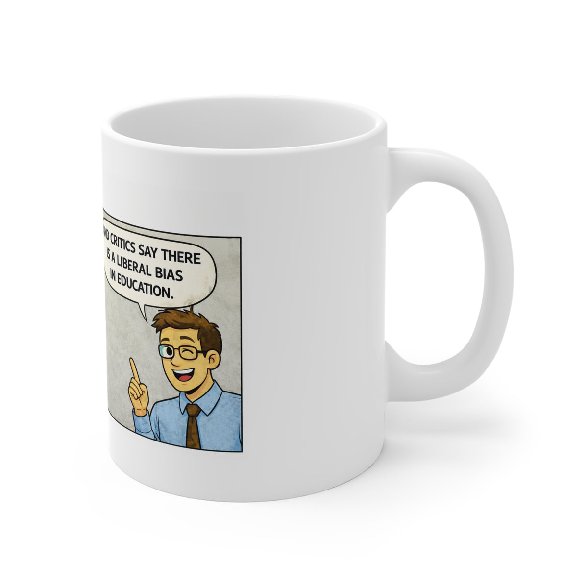 Anti-Woke Campus Satire Ceramic Coffee Mug – Funny Conservative Higher Education Political Cartoon Morning Tea Cup
