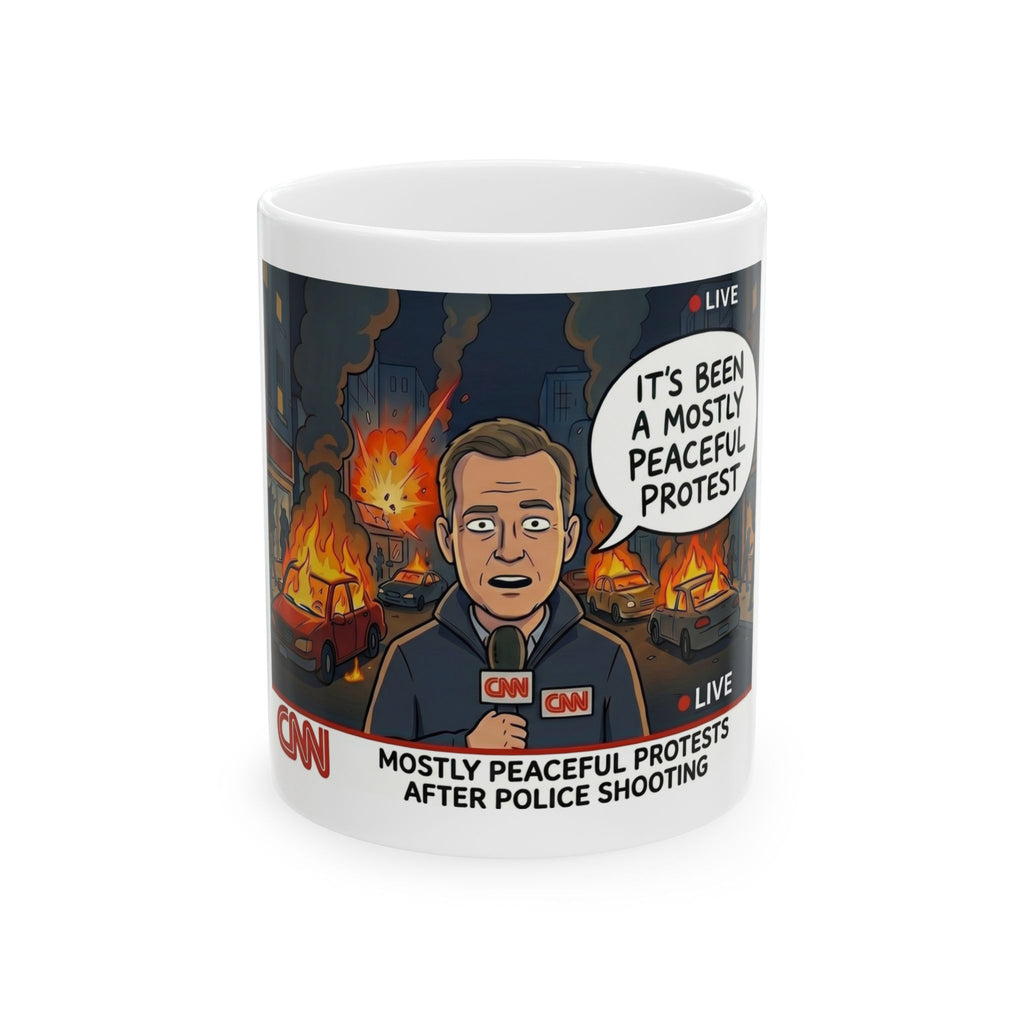 Political Satire Mug | "Mostly Peaceful Protest" Meme Cup