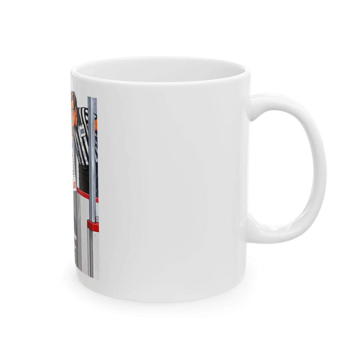 Hockey Player Gets Crosschecked By NY Taxes Mug – Funny "My Taxes Are Like a Crosscheck" Tax Bill Design (11oz/15oz)