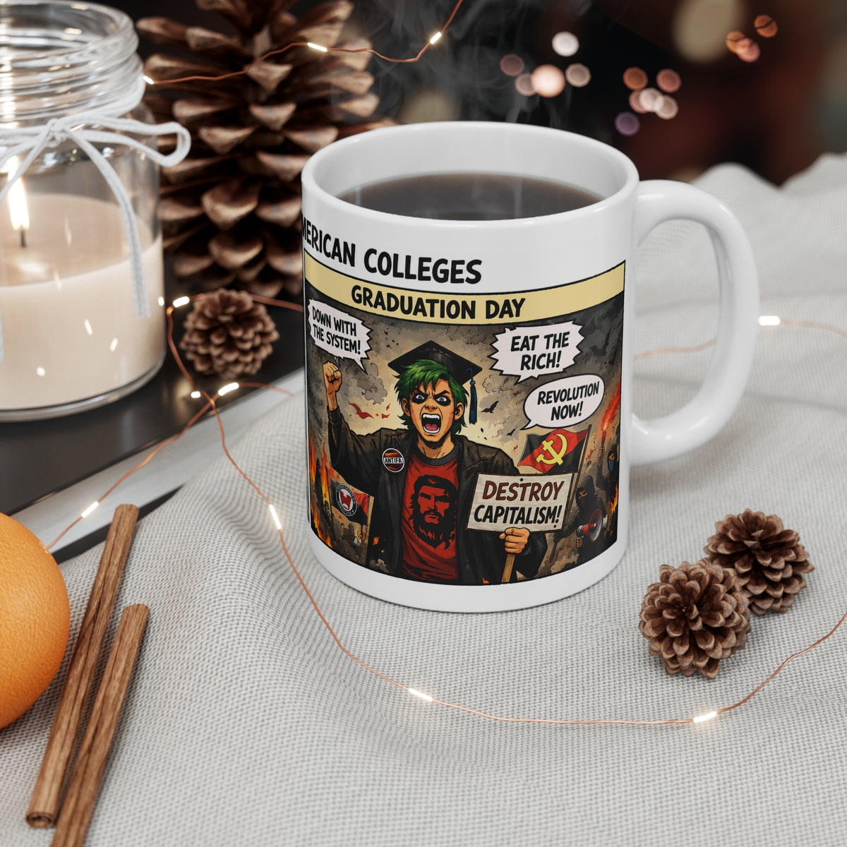 College Life Comic Strip Mug — Radicalization "The Danger of American Colleges" 11oz