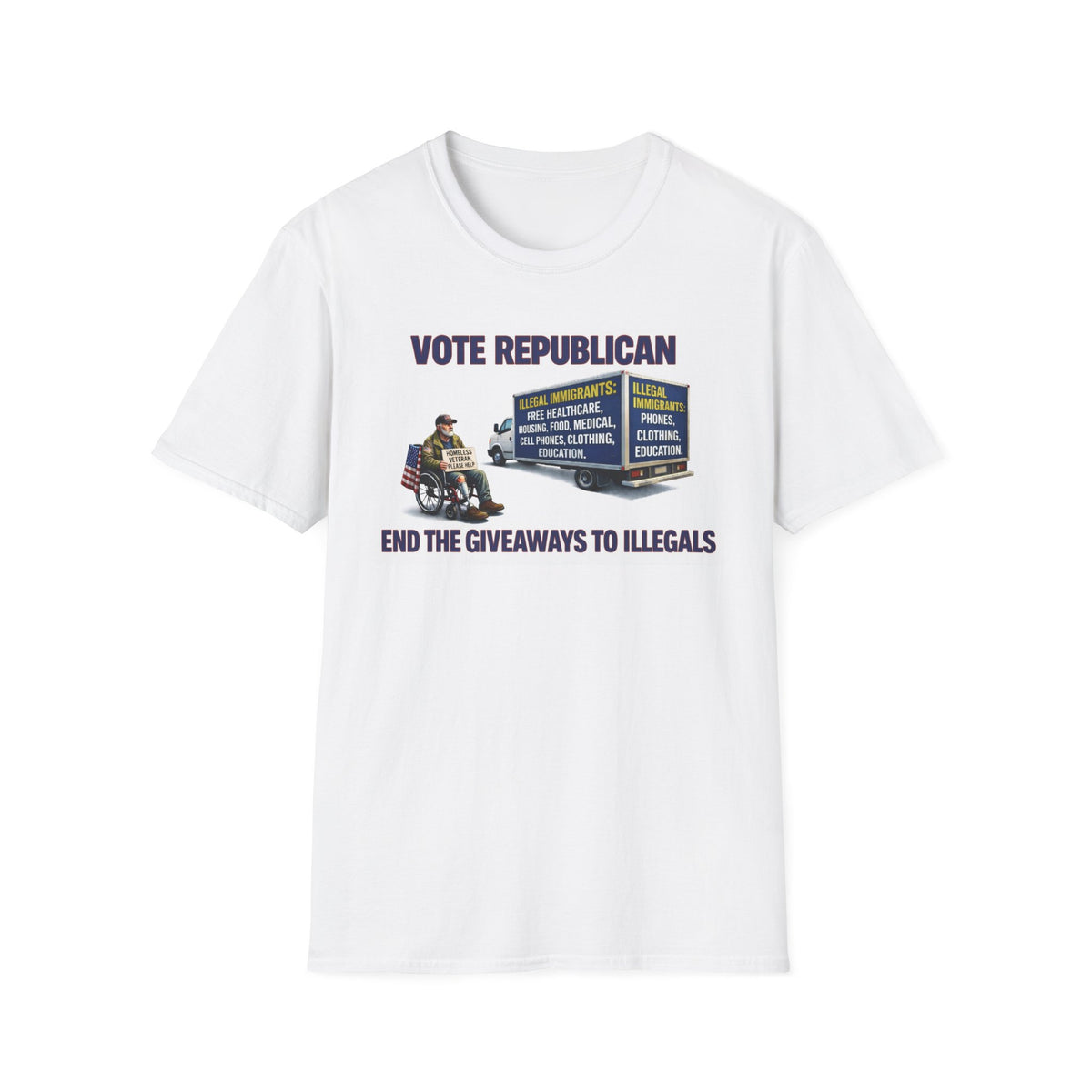 Vote Republican T-Shirt | Political Statement End Illegal Immigration Tee