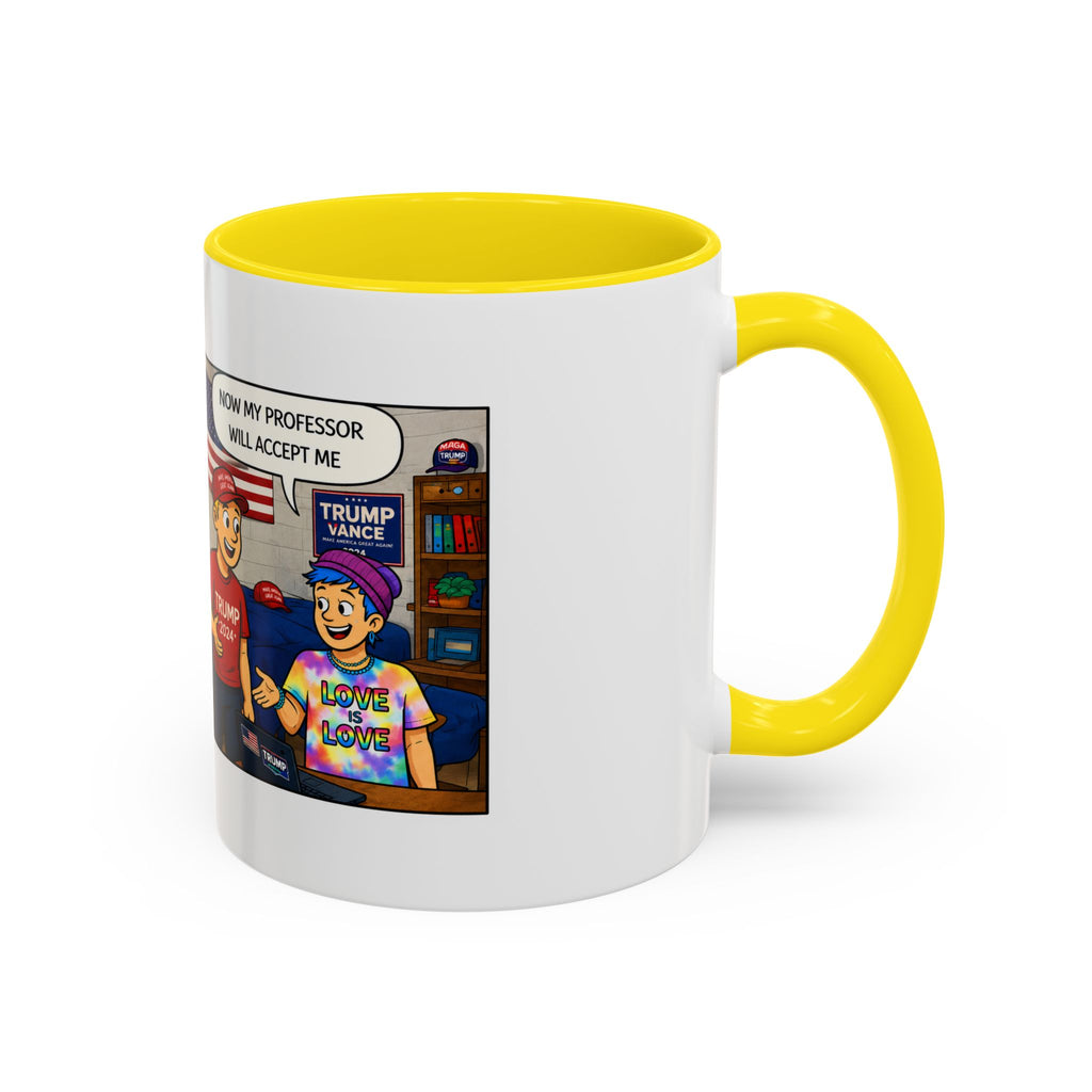 "College Life" Trump 2024 Political Comic Accent Coffee Mug – Funny Conservative Campus Humor Gag Gift