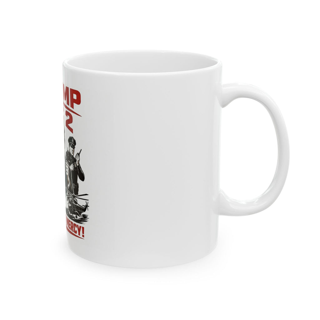 Trump vs DC 2 Coffee Mug – "No Room For Mercy" Political Novelty Ceramic Tea Cup, Funny Presidential Gag Gift