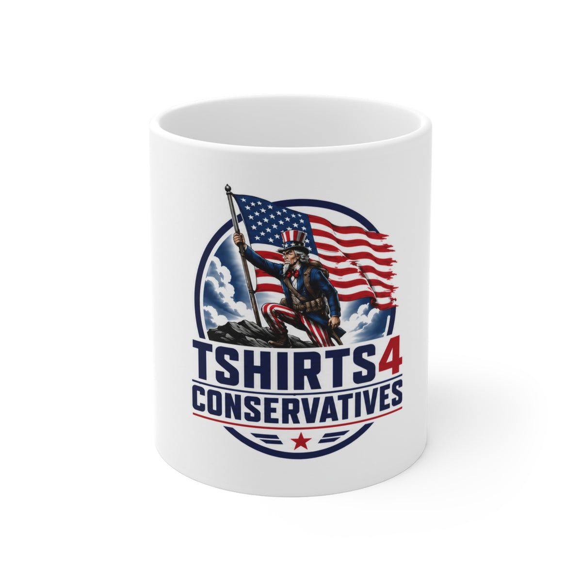 Conservative American Flag Coffee Mug – "The" Tshirts4Conservatives Patriotic Ceramic Teacup, Republican & Right-Wing Drinkware