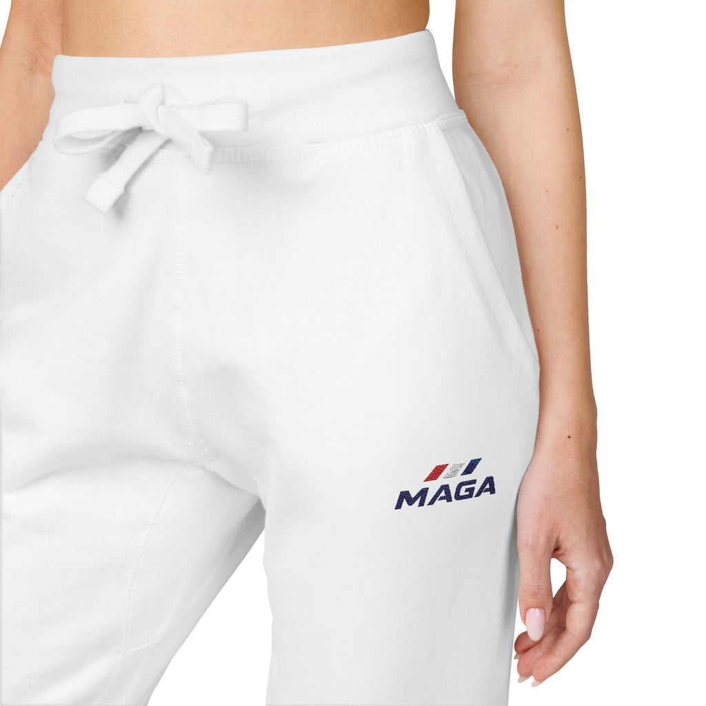 Embroidered 'MAGA' Fleece Sweatpants — The Conservative Brand - White Casual Joggers