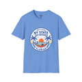 NY State Tax Refugees Light Blue T-Shirt | Florida palm sunset design
