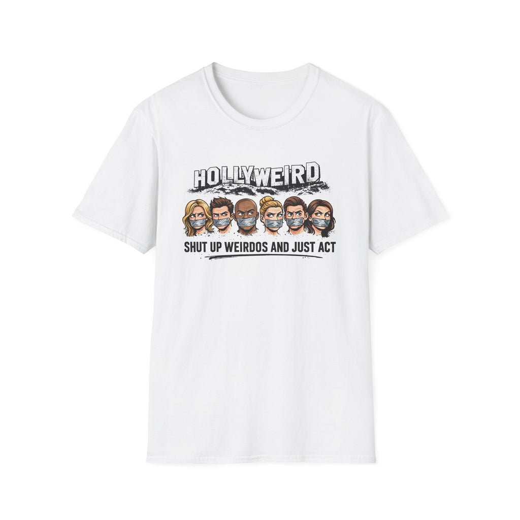 "Trump Patriot Shirt | America First T-Shirt | Conservative Republican Apparel | God Family Country Tee" | anti-woke tshirt | Hollyweird caricature faces T-Shirt | 'Shut Up Weirdos and Just Act'...