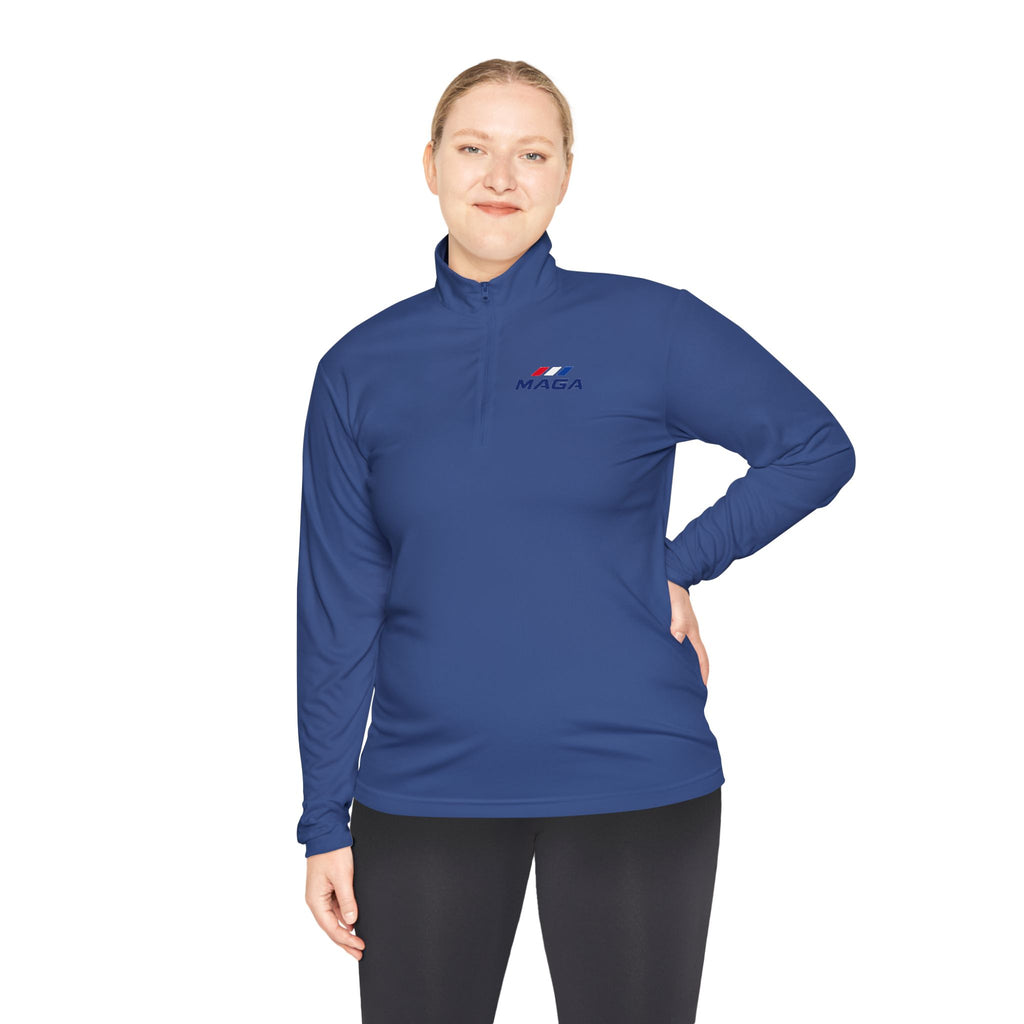 Quarter-Zip Pullover — Retro MAGA-Inspired Logo Chest Tee - The Conservative Brand