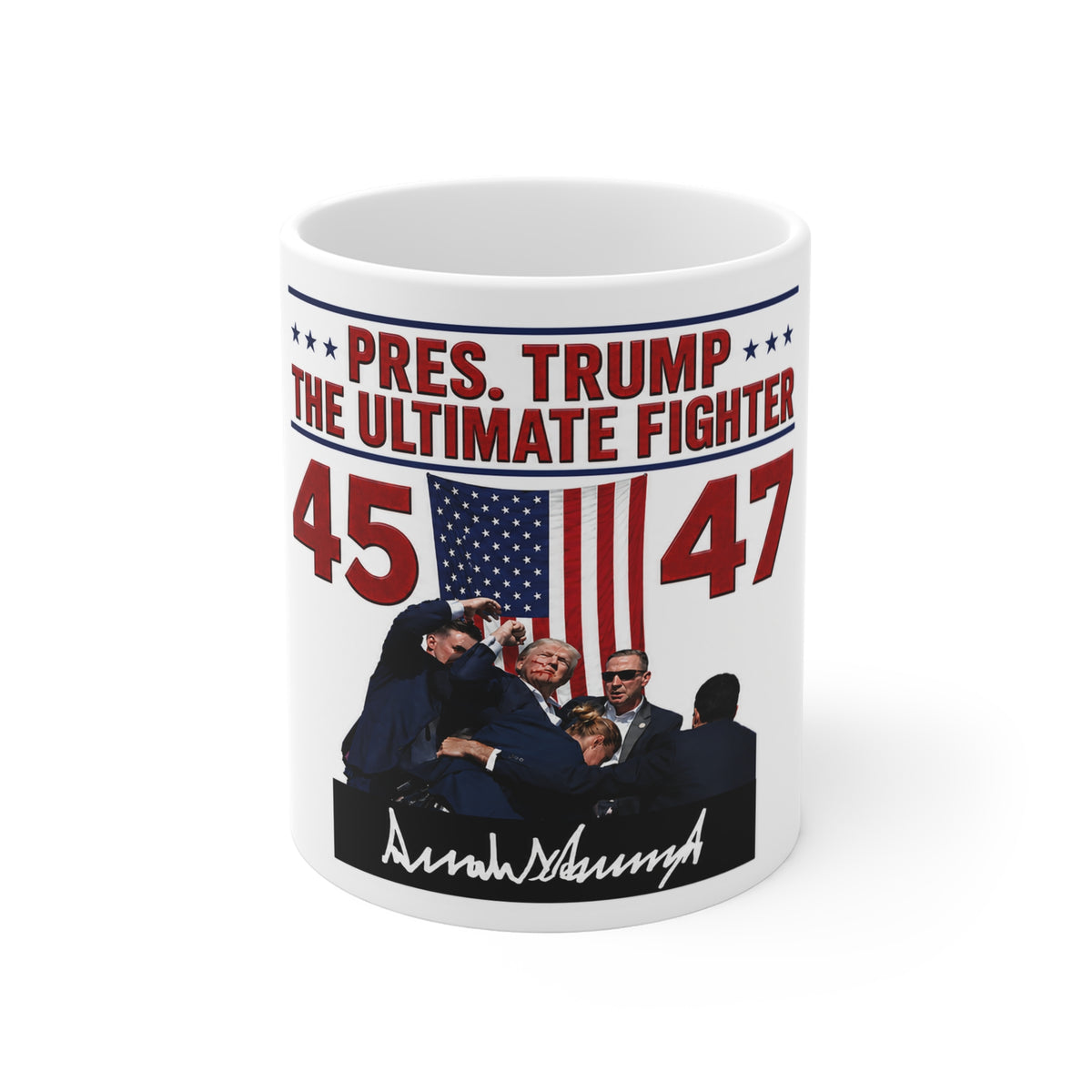 Donald Trump 45-47 The Ultimate Fighter Coffee Mug - Collectible Presidential Ceramic Tea Cup