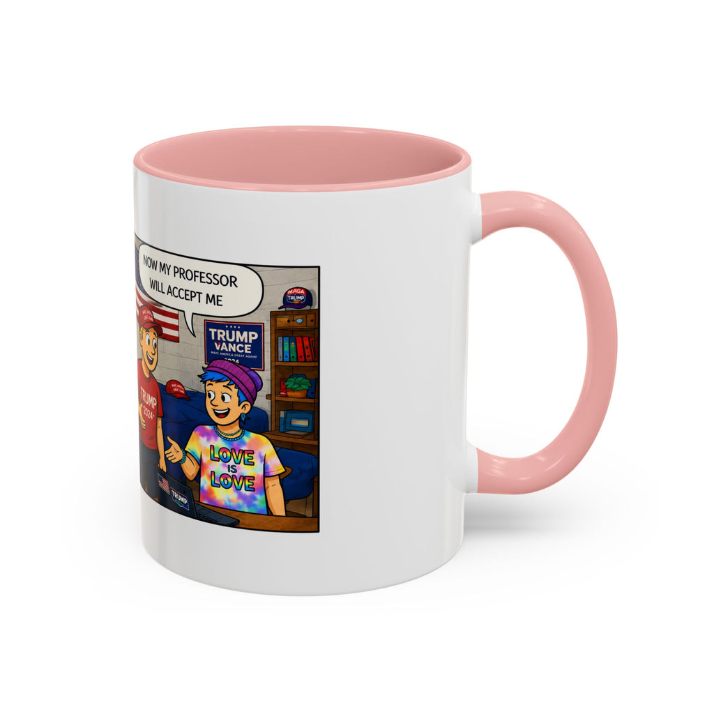 "College Life" Trump 2024 Political Comic Accent Coffee Mug – Funny Conservative Campus Humor Gag Gift