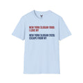 New York Slogan Evolution 1980 vs 2026: I Love NY vs Escape From NY - Funny Conservative Satire T-Shirt