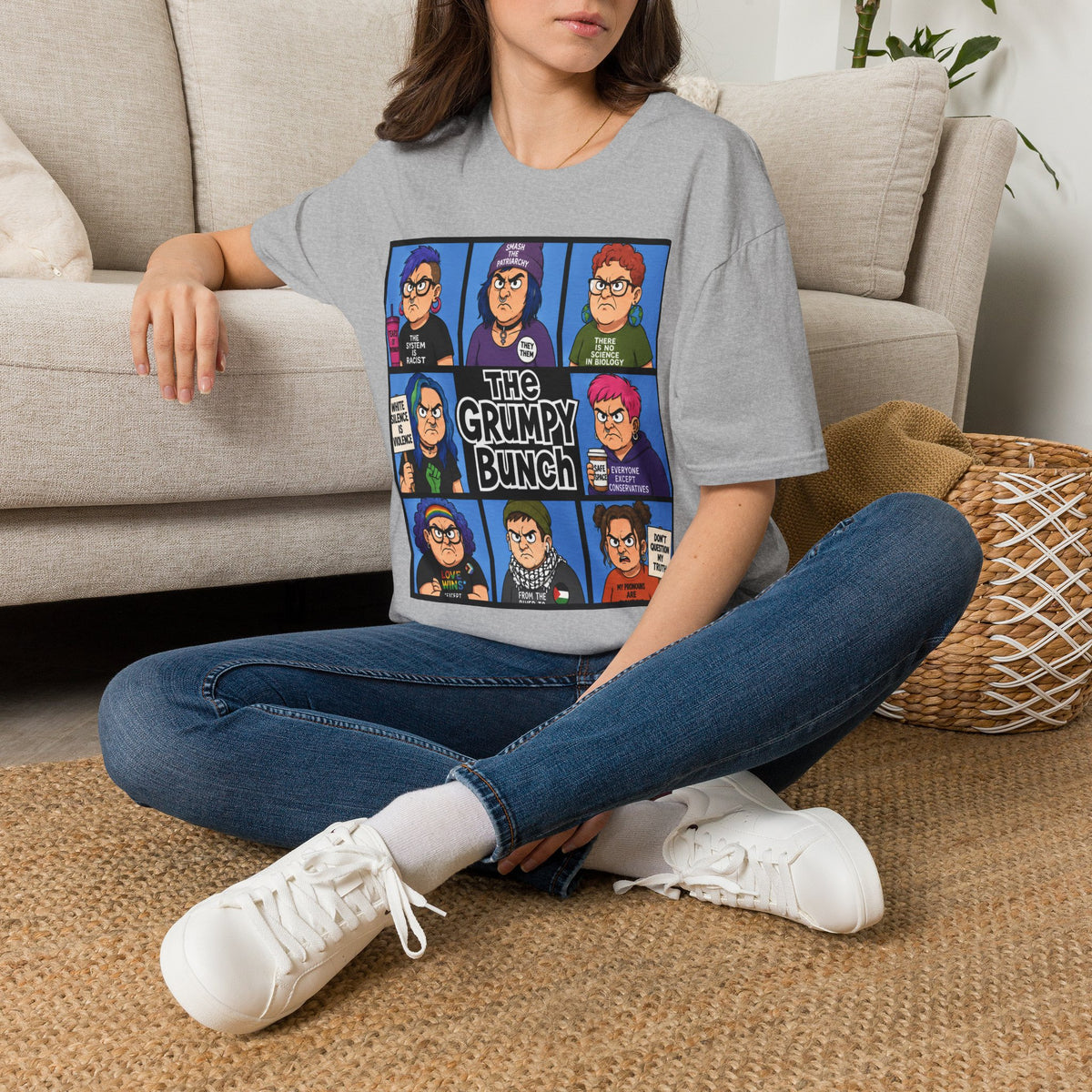 Grumpy WOKE Bunch Graphic T-Shirt — Retro Comic Panel Illustration