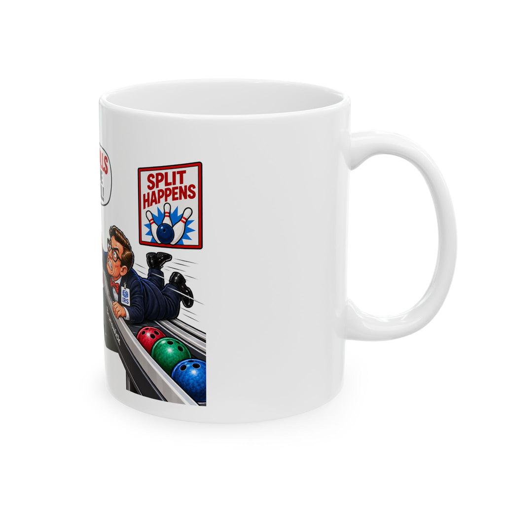 NY Tax Man Ceramic Mug — Political Cartoon "You Have Balls to Give Me That Bill" (11oz, 15oz)