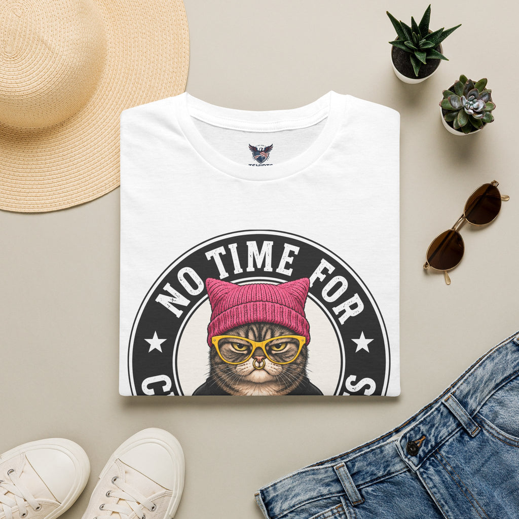"Trump Patriot Shirt | America First T-Shirt | Conservative Republican Apparel | God Family Country Tee" | anti-woke tshirt |No Time For Crazy Cat Ladies T-Shirt | Cat With Beanie Resist Graphic