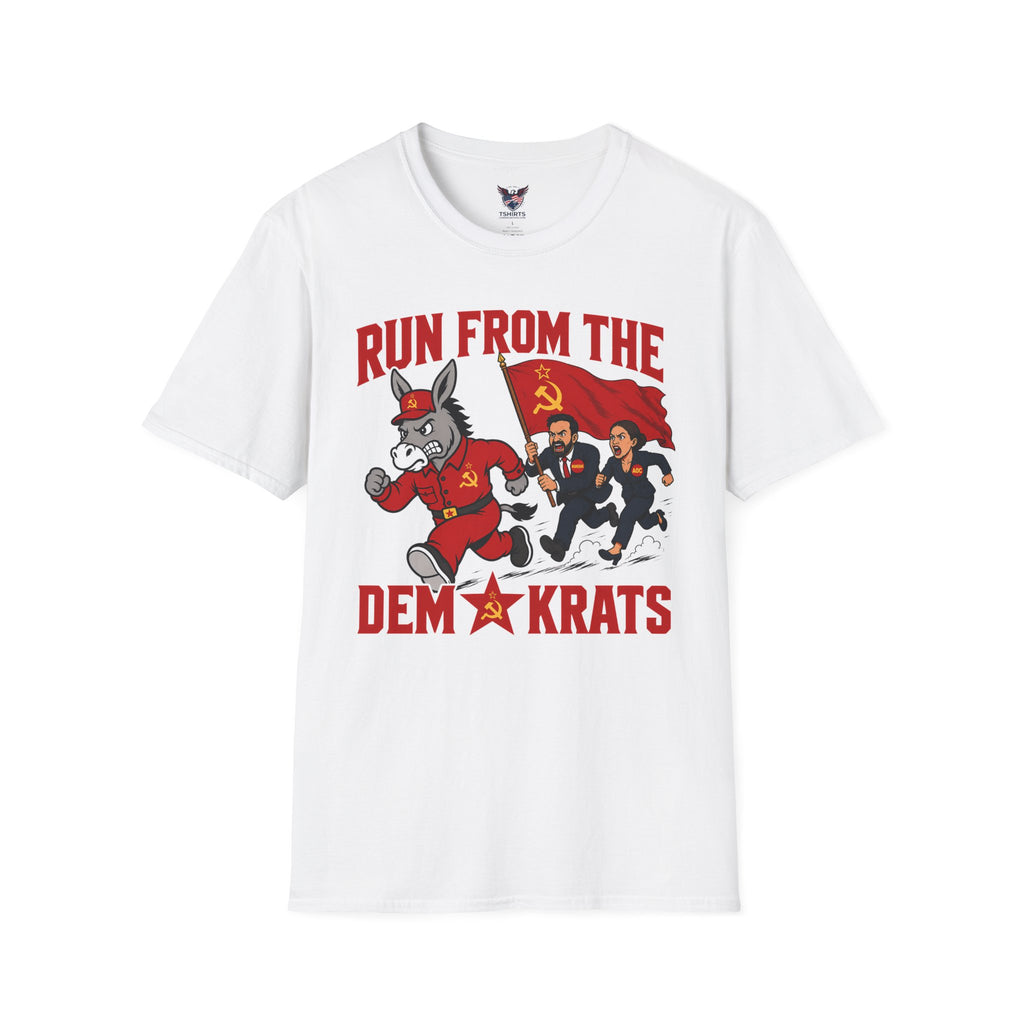Democrats - Run From The Democrats T-Shirt | Political Satire, Soviet Flag Artwork