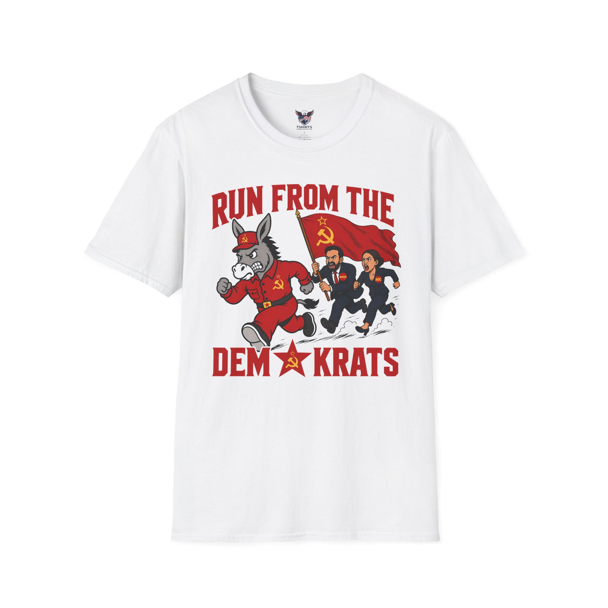 Democrats - Run From The Democrats T-Shirt | Political Satire, Soviet Flag Artwork