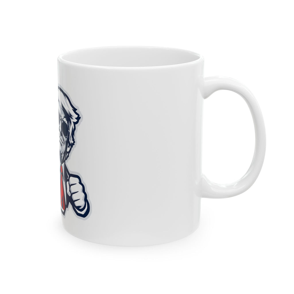 President Trump Patriotic Victory Ceramic Mug (11oz, 15oz) — Retro Politician Peace Sign Design
