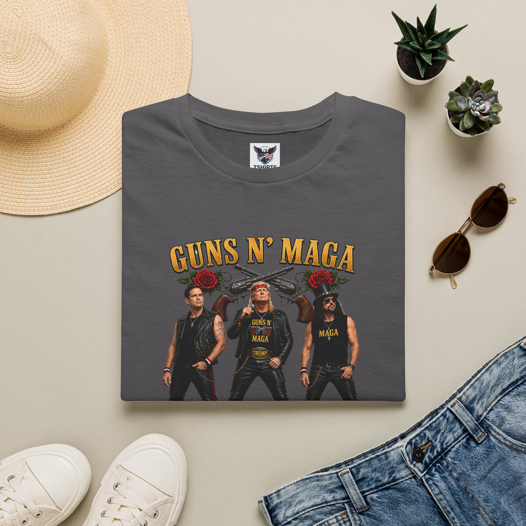 Guns N' Maga Rock Band T-Shirt — Trump, Vance, Rubio Political Parody Graphic Tee