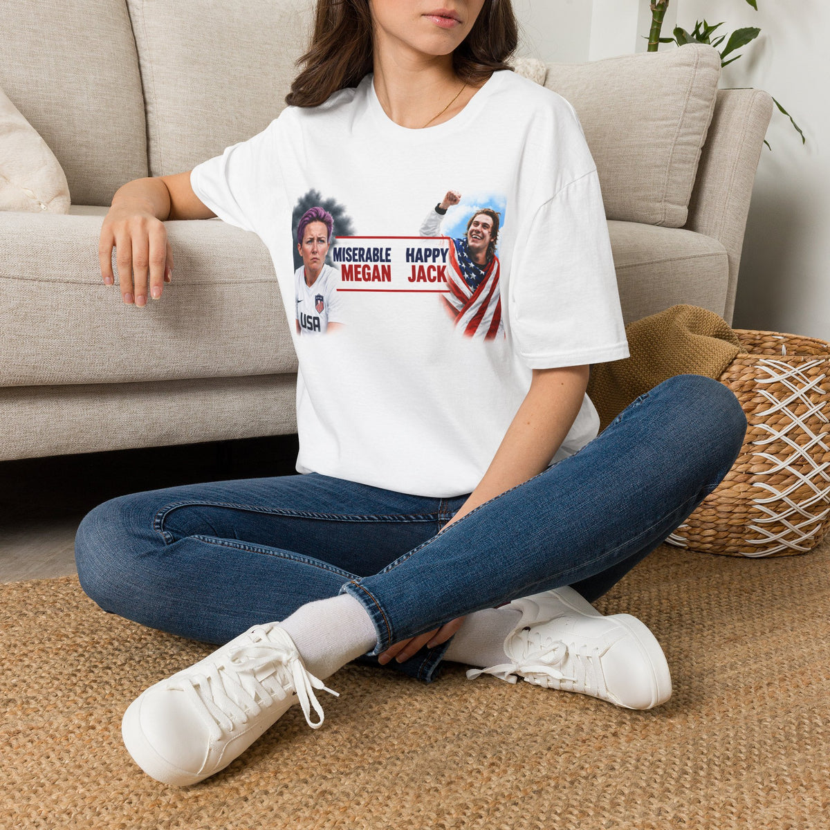 Miserable Megan vs Happy Jack Graphic T-Shirt — USWNT Rivalry Fan Tee