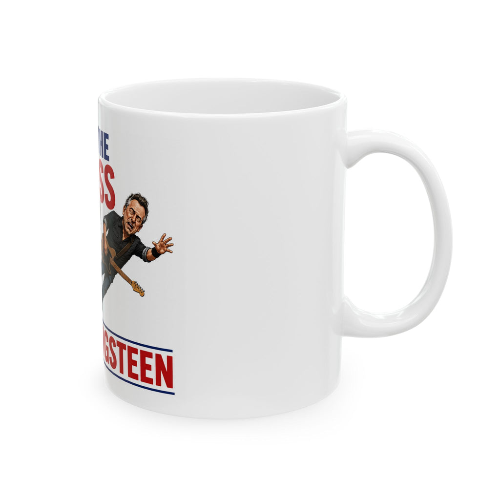 Funny Political Coffee Mug – Donald Trump Kicking Bruce Springsteen "I'm The Boss" Novelty Ceramic Tea Cup Gift